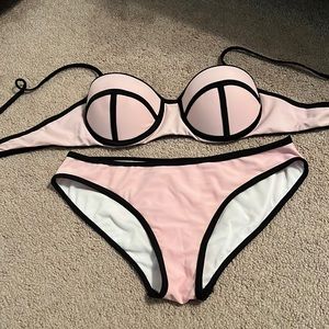 Pink and black bikini set